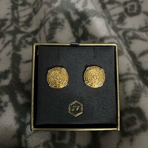 Gold Stud Earrings with Crystal Accents